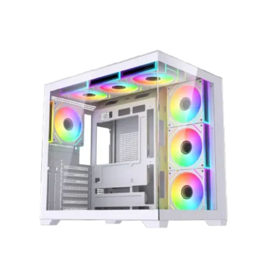 MAXCOOL PANDA MC7 MID TOWER ATX GAMING WHITE COMPUTER CASE WITH 7 INFINITY ARGB FANS